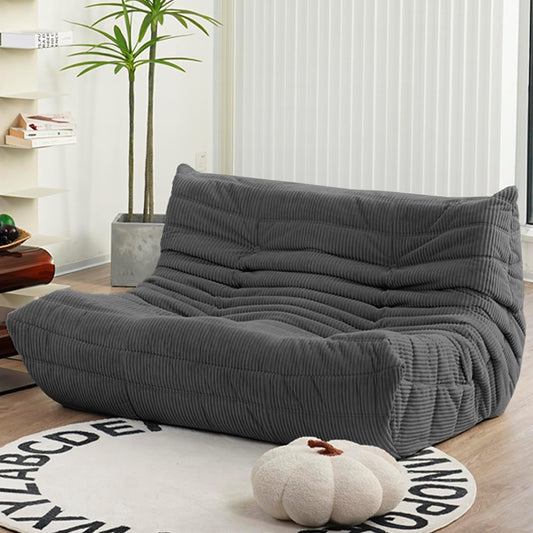 N&V Fireside Loveseat, Mid Century Armless Twin Size Floor Sofa, Soft Premium Corduroy Floor Lounge Chair, Foam Sofa Accent Chair for Living Room Bedroom and Office Frost Grey