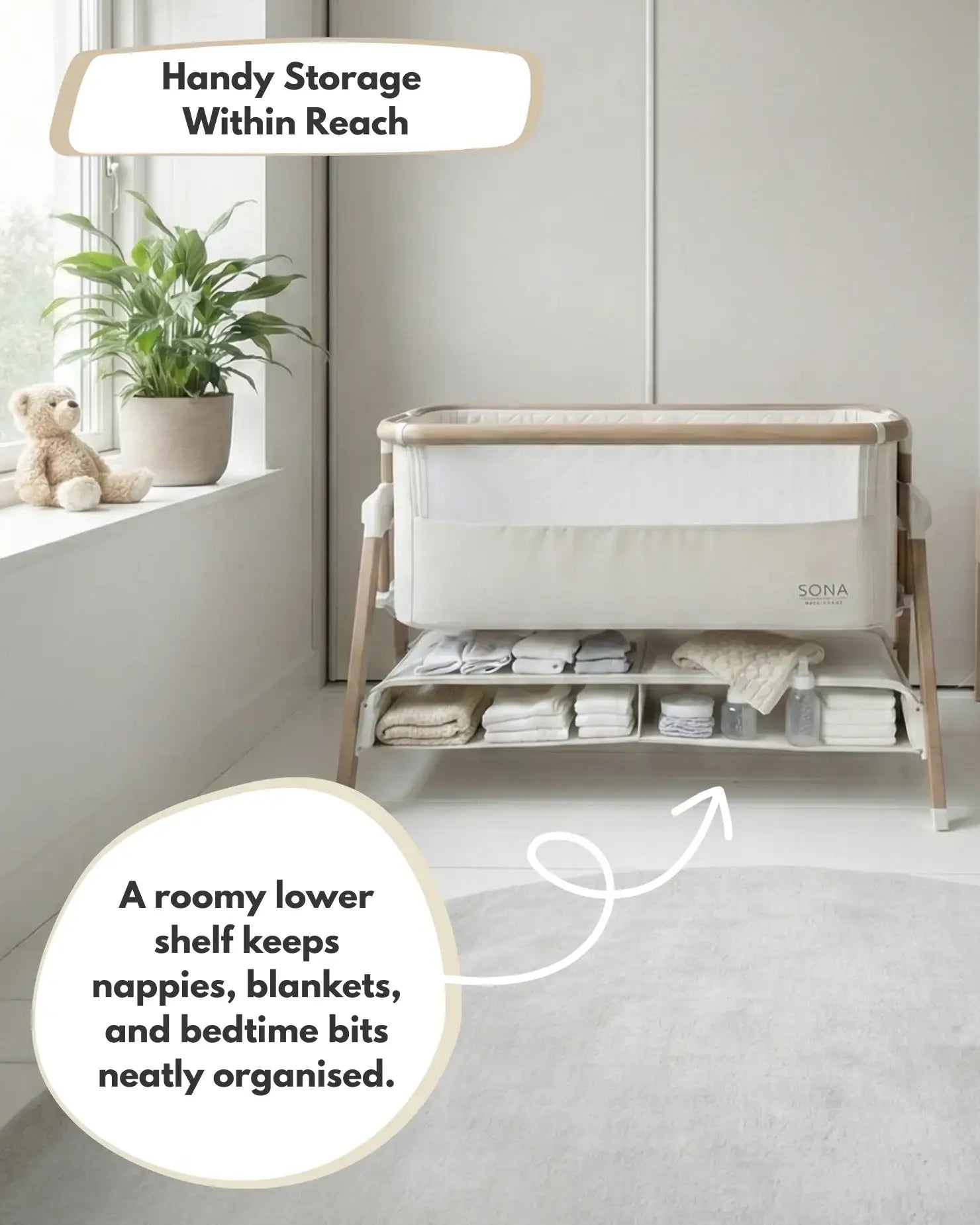 Sona Next To Me Crib - Beige by Venture